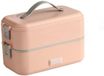 Lunchbox électrique sans marque, bentobox double couche en acier inoxydable, isolée et portable, avec prise, rose.