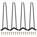 ASelected 4 stuks haarspeld tafelpoten 40 cm zware metalen meubeltafel met rubberen vloerbeschermer en schroeven geschikt voor doe-het-zelf kast stoel bureau tafel (zwart)