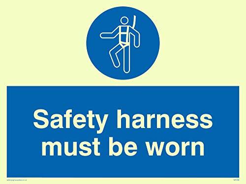 Viking Signs Viking Signs MP298-A5L-P "Safety Harness must be Worn" Sign, Semi-Rigid Photo luminescent Kunststof, 150 mm H x 200 mm W