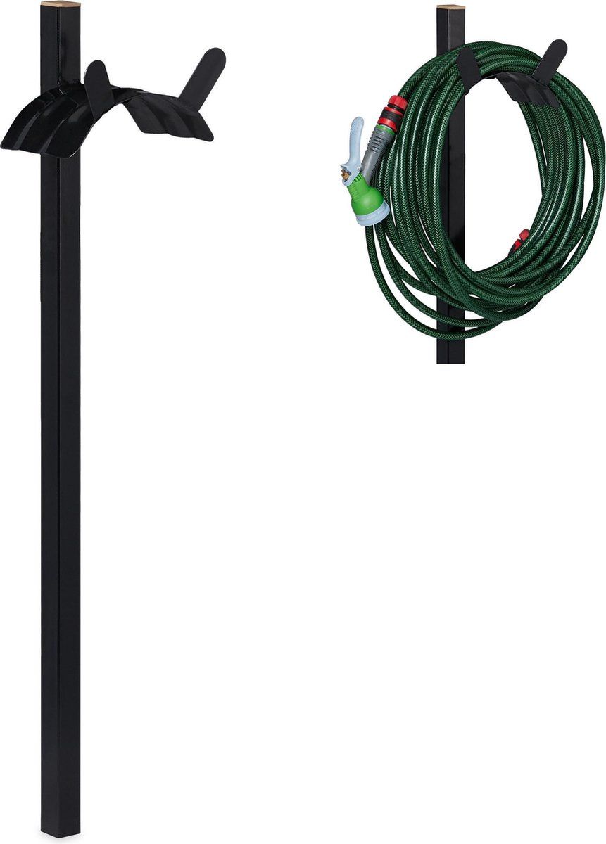 Relaxdays Tuinslanghouder - Slanghouder - 61 m - Zwart - Staand