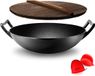 NutriChef Wokpan inductie - Fonte - Deksel van hout - Noir