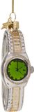Vondels Glazen Kerstbal - Horloge 13cm Zilver/Goud