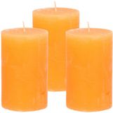 Atmosphera Stompkaars/cilinderkaars - 3x - oranje - 5 x 8 cm