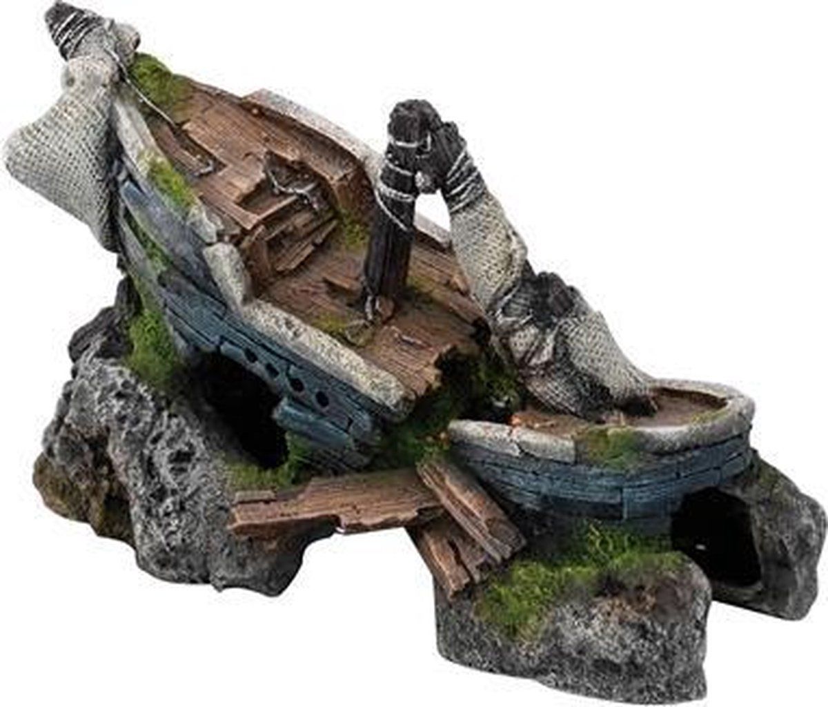 Aqua-della Gezonken schip ornament - 20 x 10,5 x 12,5cm