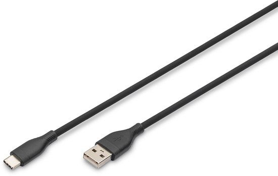 Digitus USB-kabel USB 2.0 USB-A stekker, USB-C stekker 50 cm Zwart