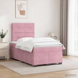 vidaXL Boxspringbed met matras, Roze, 120 x 190 cm, Fluweel