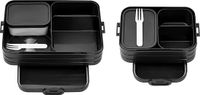 Merkloos 2-delige bentolunchbox-set Take a Break, Limited Edition, Small of Large, broodtrommel met bakjes, geschikt voor maximaal 4 of 8 boterhammen, TPE/PP/ABS, 0 mm Black Edition (zwart)