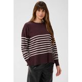 Kaffe KAlimone Pullover Knit Dames Trui - Fudge/Chalk Stripe