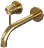 Brauer Gold Edition Inbouw Wastafelmengkraan met Gebogen Uitloop en Rozetten Model A2 Goud Geborsteld PVD