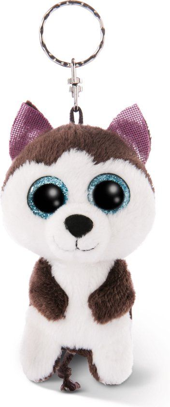 Nici Glubschis Hond Junior Sleutelhanger 9 cm Pluche Zwart/Wit