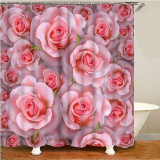 JUPITER HUISMERK Douchegordijn - 180x200cm - Roze - Polyester - Incl. Ringen