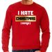 Bellatio Decorations Foute Kersttrui / sweater - I hate Christmas songs - Haat aan kerstmuziek / kerstliedjes - rood voor heren - kerstkleding / kerst outfit XXL