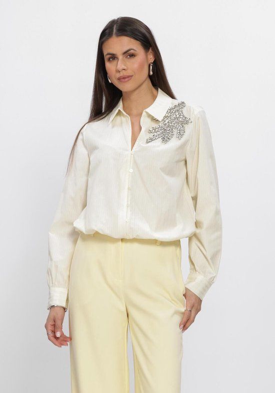 Freebird Wv-cot-stripe-26-1 Dames Jurk Ecru Maat XS