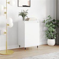 vidaXL Buffet, Armoire Latérale avec Porte et 2 Compartiments, Meuble de Rangement avec Pieds Salle de Séjour, Moderne, Blanc Bois d’Ingénierie