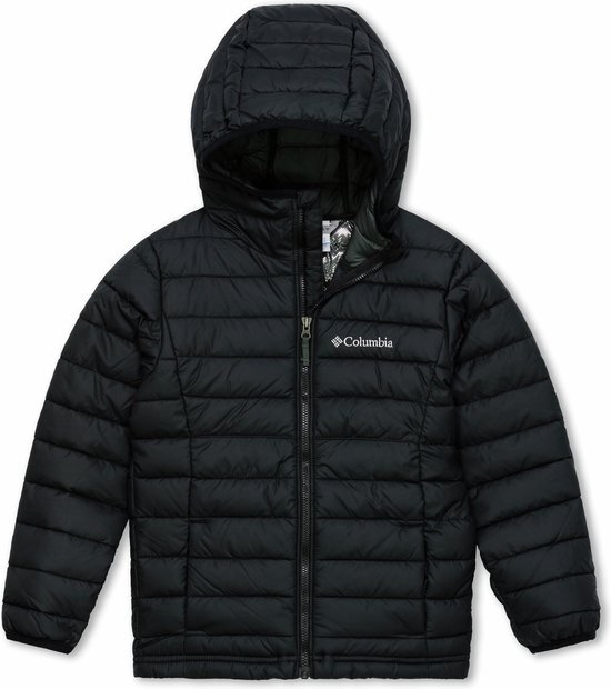 Columbia Powder Lite™ Boys Hooded Jacket - Jongens Jas - Gewatteerde puffer Jas met Capuchon - Maat XXS - Zwart