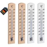 TFA Dostmann Wooden Thermometer Set, Beechwood, 95.1031, Set of 4 for Indoor Temperature Measurement, German Family Business, Wood, Brown