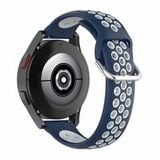 Samsung Galaxy Siliconen sportbandje met gesp - Donkerblauw + wit - 40mm & 44mm