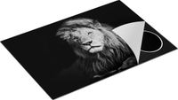 Chefcare Inductie Beschermer Leeuw - Leeuwenkop - 75x50 cm - Zwart/Wit
