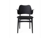 Warm Nordic Chaise Gesture, assise revêtue de textile tissu anthracite, structure en hêtre laqué noir