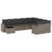 vidaXL 10-delige Loungeset met Kussens, Poly Rattan, Grijs