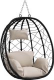 vidaXL Fauteuil suspendu en polyrotin 91 x 54,5 x 107 cm taupe