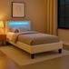 IDIMEX Gestoffeerd bed MANDALAY 90x200 cm incl. led-verlichting, kunstleer - wit