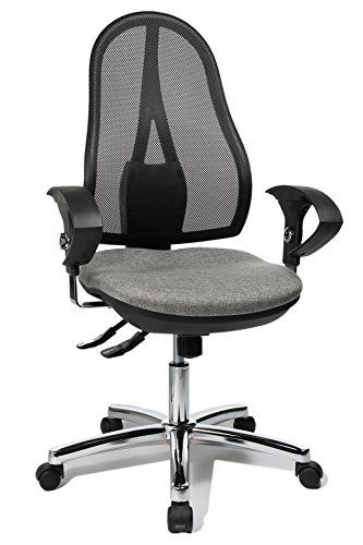 Topstar Open Point SY Deluxe Ergonomische Syncro-Draaistoel Bureaustoel Incl. Armleuningen In Hoogte Verstelbaar Stof Lichtgrijs 48 x 48 x 109 cm
