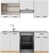 Vicco Fame-Line Unité de cuisine complète – 200 cm, WB Marbre Blanc Style Campagne