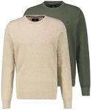 LERROS Heren trui 2 pack Basic Beige / groen Katoen XXL