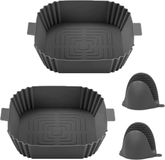 Merkloos / Sans marque Airfryer Bakjes Siliconen - 2 Stuks - Vierkant - 20CM - BPA Vrij - Bakpapier Alternatief - Inclusief Wanten