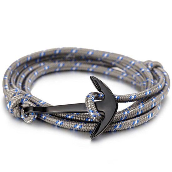 LGT JWLS Anker armband polyester koord Grijs met Zwart