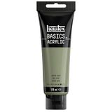 Liquitex Basics 8870079 Monopigmenteerde acrylverf, kunstenaarspigmenten, lichtecht, gemiddelde viscositeit, achivkwaliteit, zijdeglanzende afwerking, 118ml - Green Grey