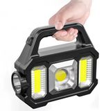 Merkloos Noodzaklamp - Oplaadbaar - Solar - Handdynamo - COB Zijlicht - 1200 mAh - 5W
