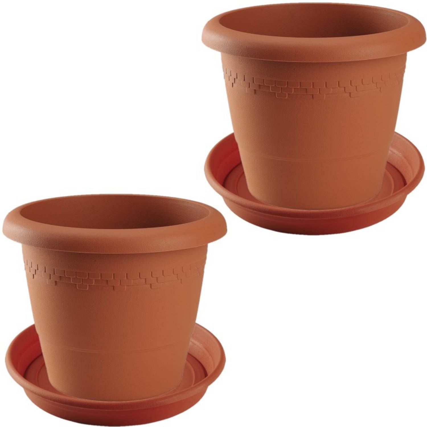 Hega hogar Bloempot - Ø 40 cm - Terra cotta - Set van 2