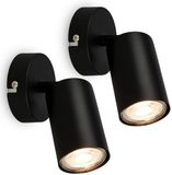 B.K.Licht Briloner TIB - Set van 2 LED Opbouwspots - Wandspot met GU10 - Kantelbaar - Ø8 - Zwart