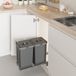 Poubelle extractible pour meuble de cuisine, 4 pièces, 8 litres par pièce, gris