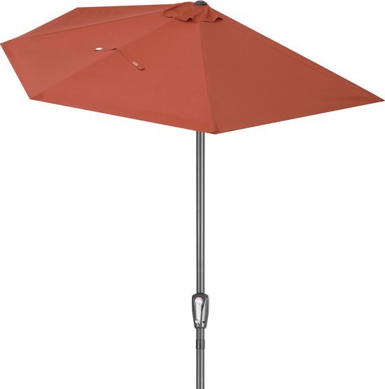 Kingsleeve Parasol Zonnescherm Ø 2,7m Halfrond Balkon Terras UV 50+ Terracotta