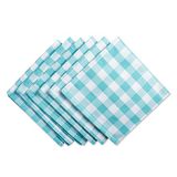 DII Checkered Collection Tabop, Napkin Set, Aqua 6 Count