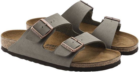 Birkenstock Arizona Slippers Stone Regular-fit | Grijs | Imitatieleer | Maat 44