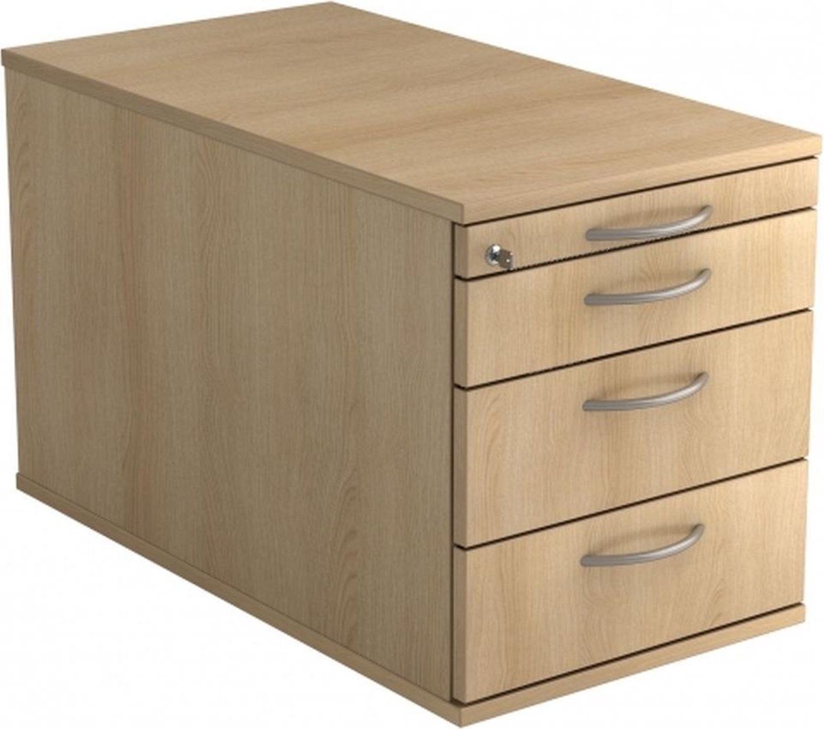 hjh OFFICE PRO Ladeblok - 3 Lades - Verrijdbaar - Eik - 42,8 x 80 x 51,2 cm - Signa Tc30 BM