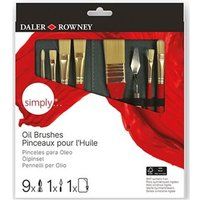 Gewoon Daler Rowney Simply - Set penselen - 9-piece - rond, Filbert, vlak, helder, skyflow - maat: 0, 3, 2, 6, 8, 4, 1
