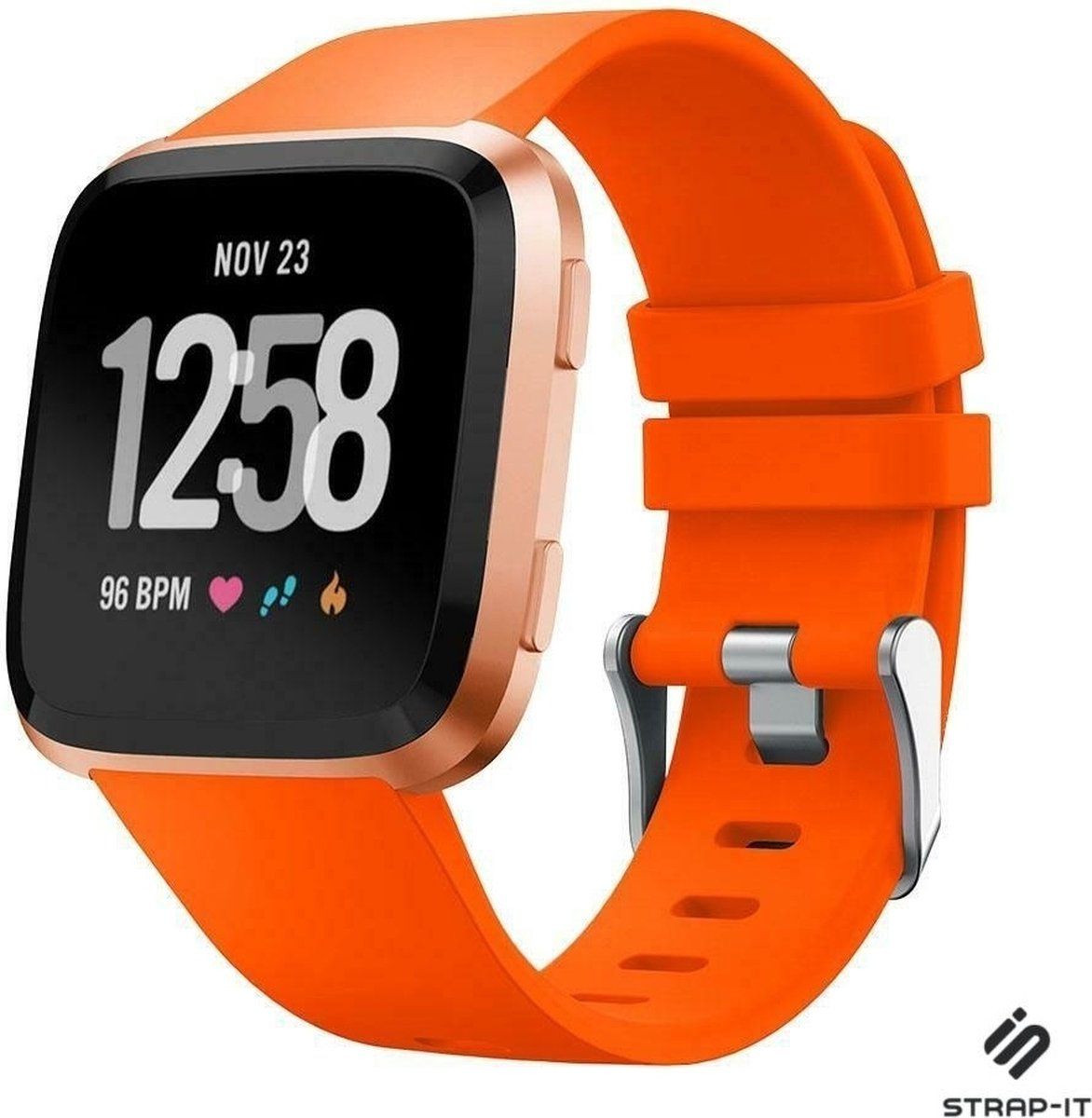Strap-it silicone band - oranje - Maat S