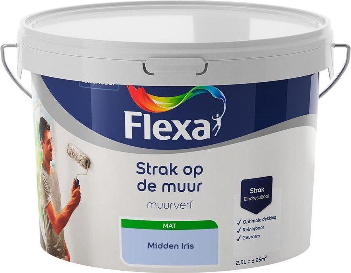 FLEXA Strak op de muur - Muurverf - Mengcollectie - Midden Iris - 2,5 liter