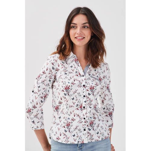Cache Cache gebloemde blouse wit/rood/blauw