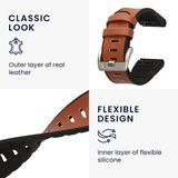 kwmobile horlogeband geschikt voor Garmin 20mm Fenix 8 43mm / Fenix 7S / Fenix 6S / Epix Pro 42mm - Armband voor fitnesstracker van leer in bruin / zwart