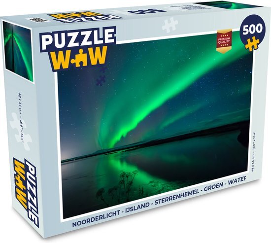 MuchoWow Puzzel Noorderlicht - IJsland - Sterrenhemel - Groen - Water - Legpuzzel - Puzzel 500 stukjes - Sinterklaas cadeautjes - Sinterklaas voor grote kinderen