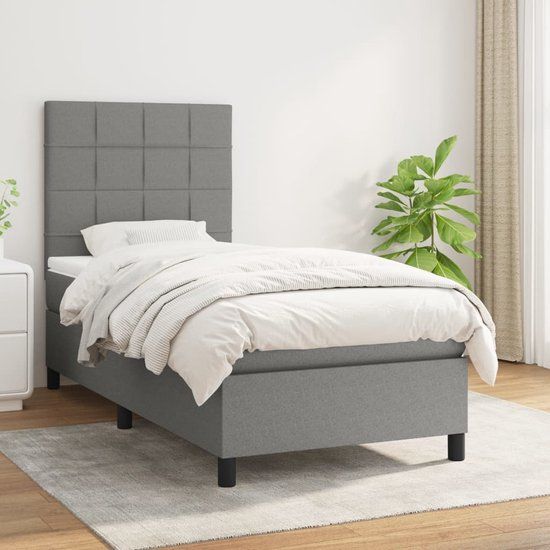vidaXL Boxspring met matras stof donkergrijs 80x200 cm