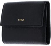 P-WALLETS FURLA Leren portemonnee Vitello Night Goccia Compact Wallet Nero zwart