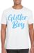 Bellatio Decorations Verkleed T-shirt voor heren - glitter boy - wit - blauw glitter - carnaval XL
