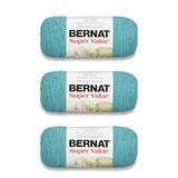 Bernat Super Value Garen, blauw (Aqua), 3 stuks, 198 g, acryl - #4, medium (kamgaren), 389 meter, voor breien en haken